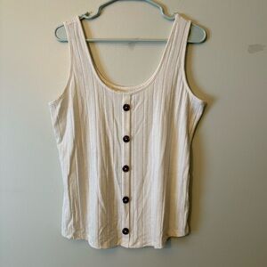 Maurices Cream Button-Front Tank Top, Size Large Women’s